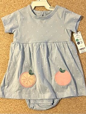 Carter's Light Blue Polka Dot Dress with Peach Appliques